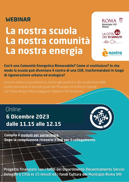 Comunità Energetiche Rinnovabili, incontri in VIII Municipio